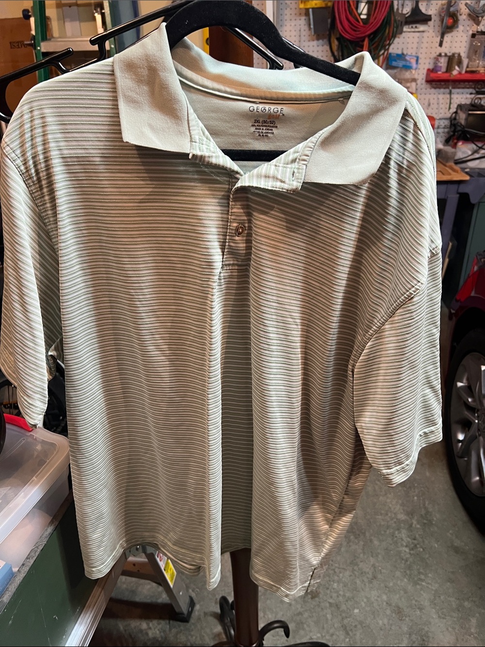 George Light Mint Green Striped Polo